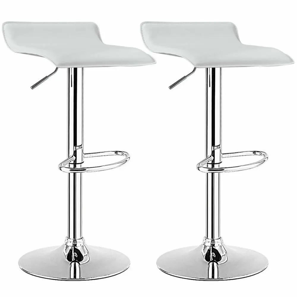 

Set of 2 Swivel Bar Stool Adjustable PU Leather Backless Dining Chair