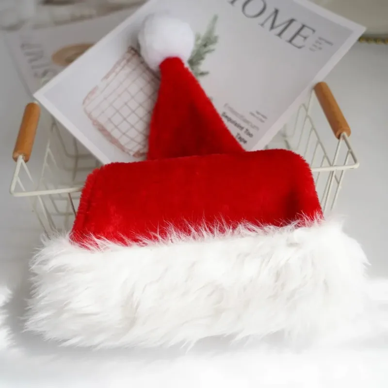 Christmas Beanie Hat Santa Hat Children Long Velvet Hat High Quality Christmas Xmas Soft Decor Gift Adult New Holiday Party Decorations Non-woven