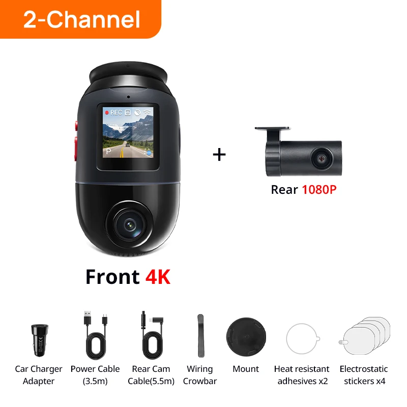 Global Version 70mai Dash Cam 4K Omni X800 360° Rotating Dual