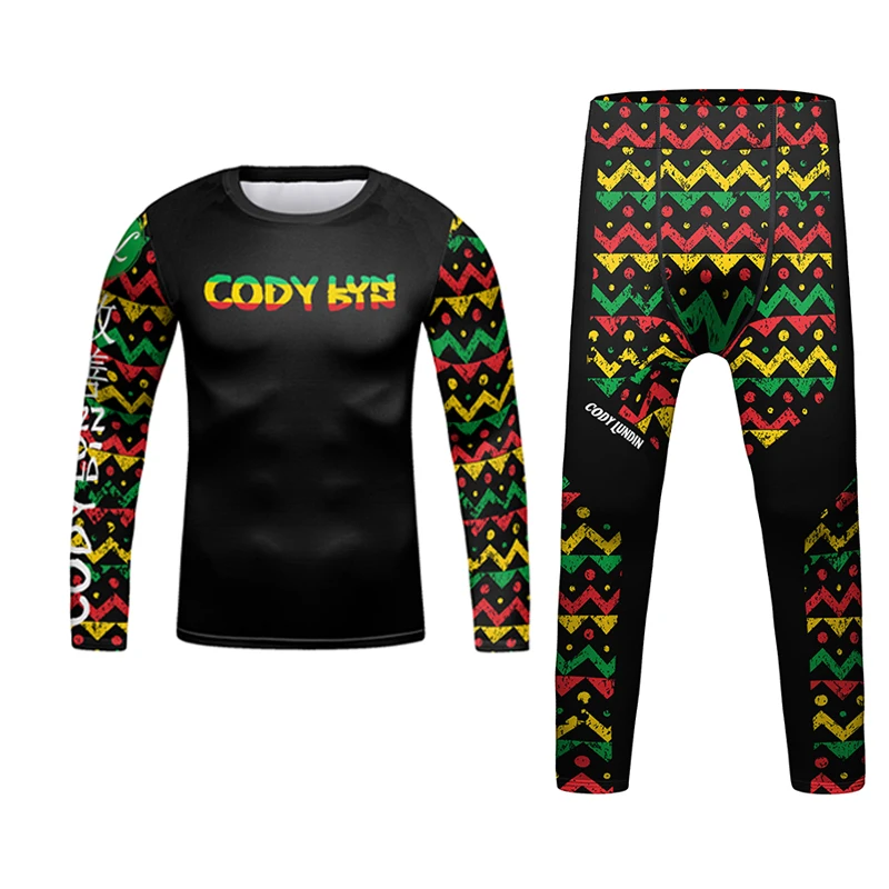 Kid's MMA BJJ Kickboxing T-shirt Children Jiu Jitsu Muay Thai Trousers Boy Boxing Fighting Shorts Leggings Training Sport Pant