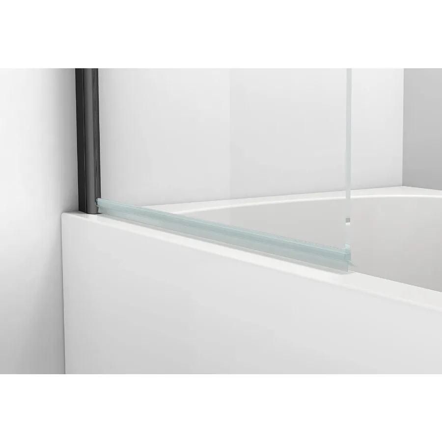 Pivot Tub Shower Door 34"×58", Folding Bathtub Shower Door with Tempered Glass Frameless Glass Shower Door Home Improvement 4