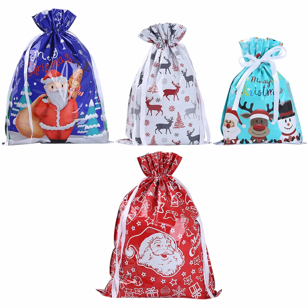 

4 Pcs Candy Buggy Bag Gift Christmas Xmas Bags for Gifts Bakery Jewelry Drawstring Packaging