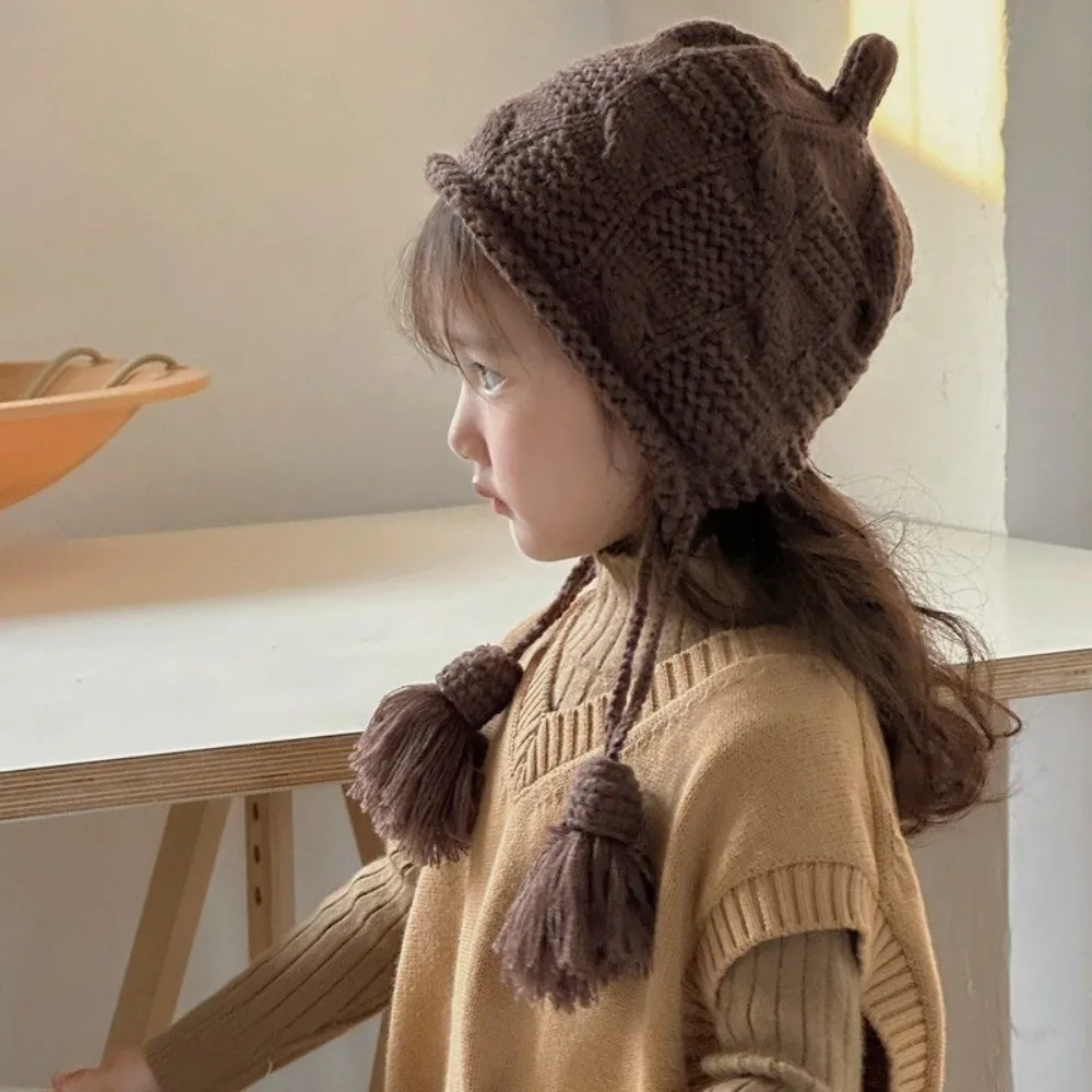 Wool Knitted Windproof Hat for Kids Ear Protection