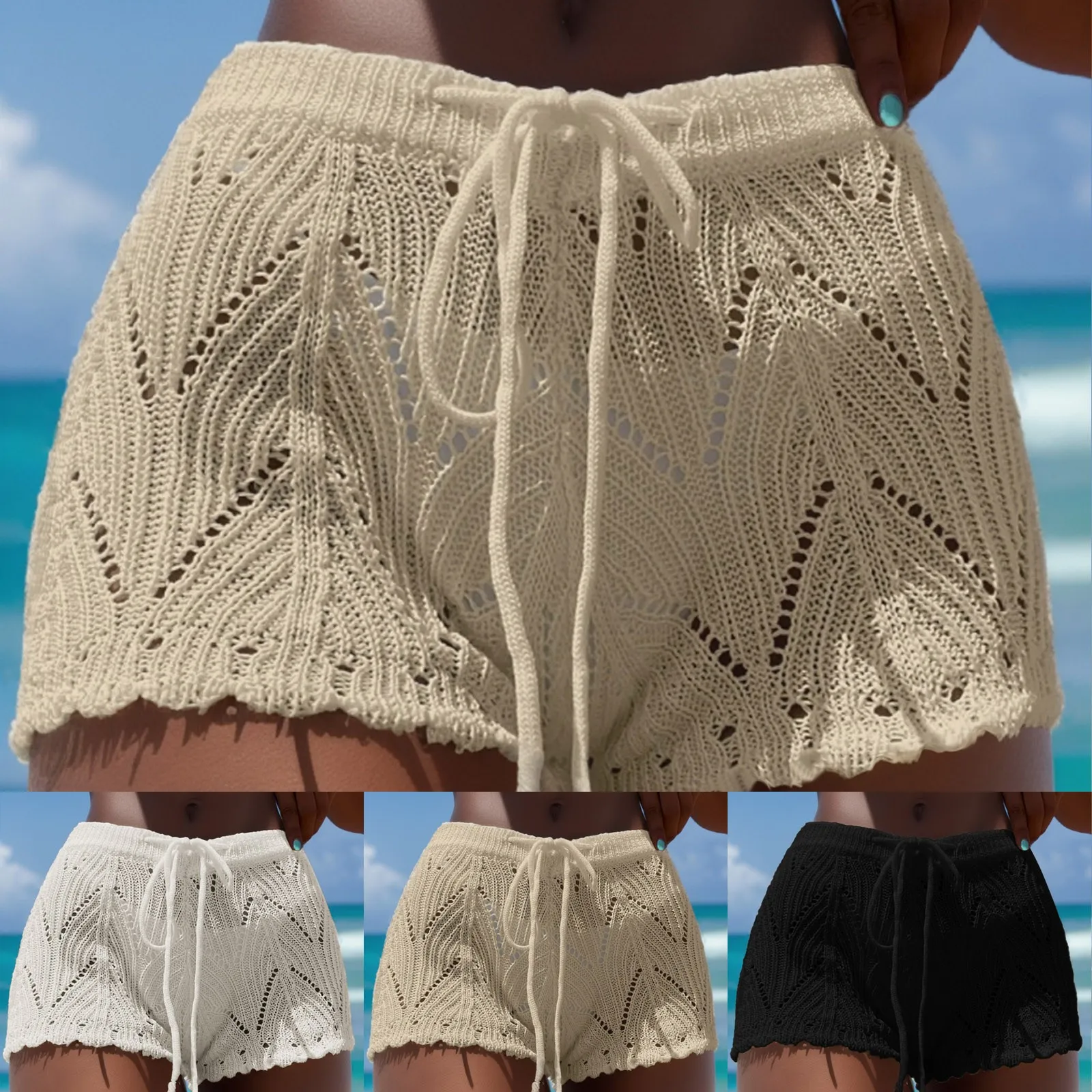 

Women's Sexy Super Shorts Knitted Blouse Bandage Sexy Vintage Swimwear