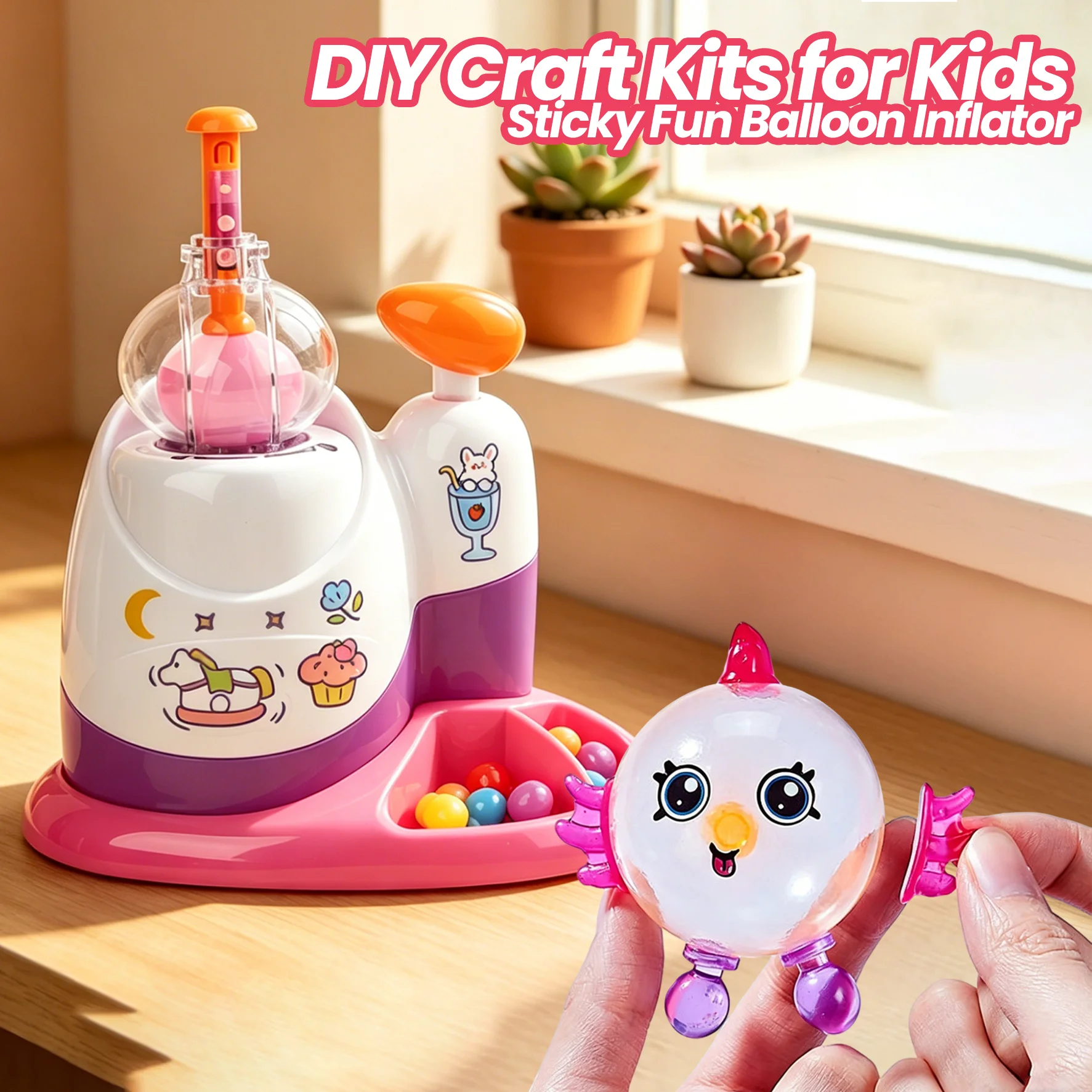 어린이를위한 DIY 공예 키트 끈적 끈적한 풍선 팽창기 어린이를위한 창조적 인 수제 기계 안티 스트레스 교육 장난감 장식 선물