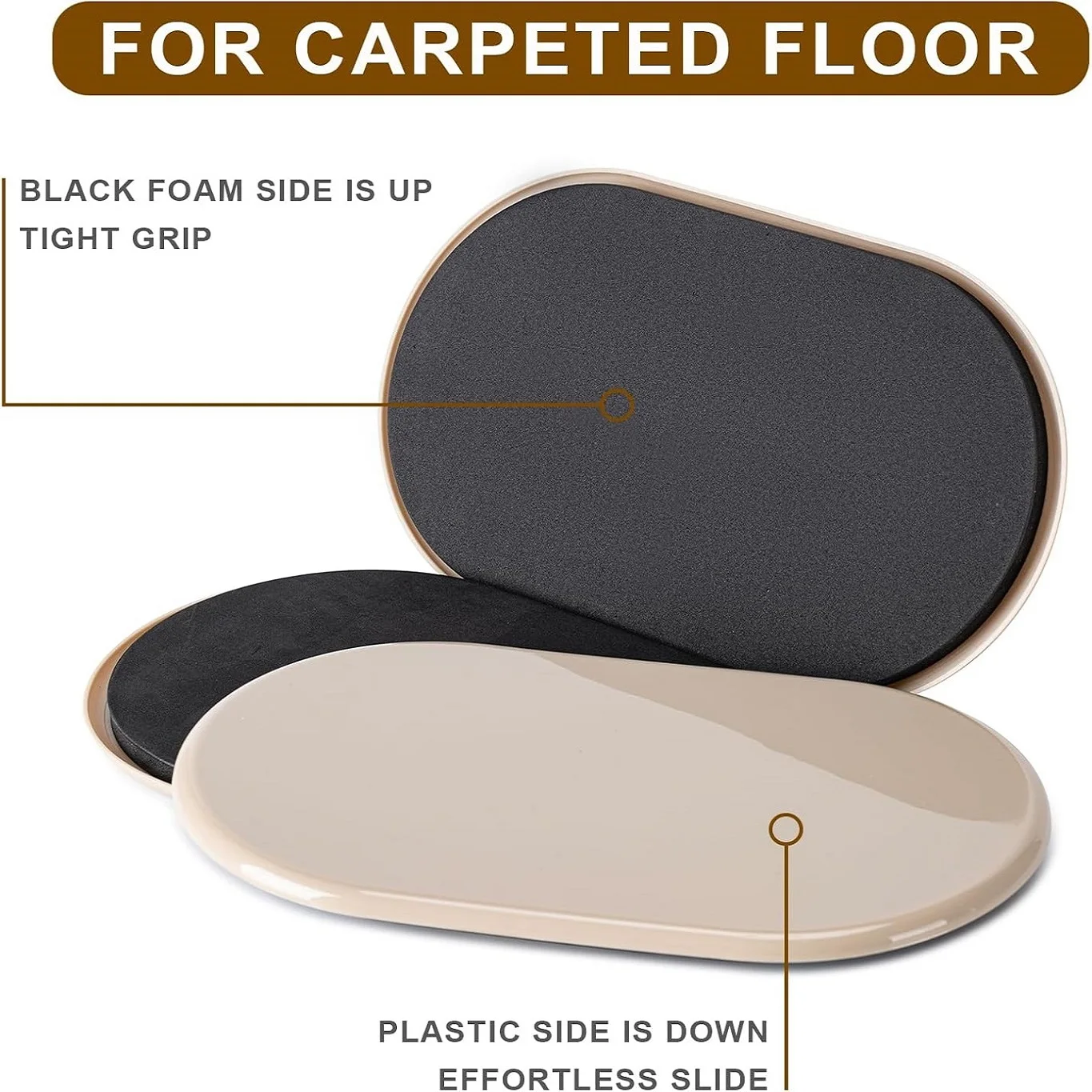 Set of 4/8 Durable Carpet Glide Pads – 9.5-Inch Floor Protectors for Effortless Movement of Heavy Furniture