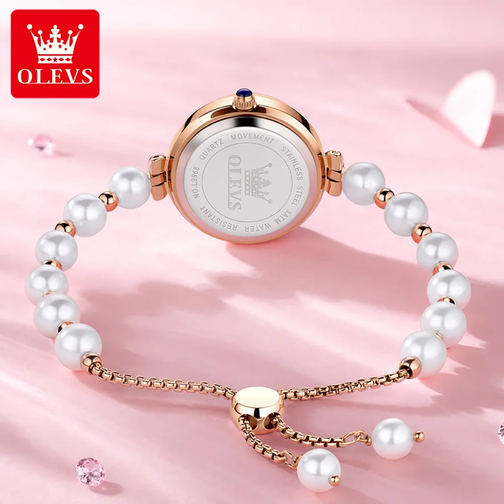 OLEVS Top Brand Luxury Pearl Bracelet Jewelry Quartz Watch for Women Waterproof Fashion Diamond Womens Watches Montre Femme
