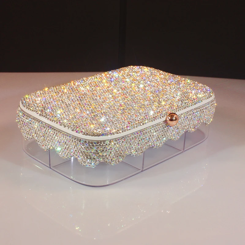 

Jewelry Box Rhinestones Travel Portable Luxury Diamond-studded Acrylic Makeup Storage Ring Necklace Earrings Organizer Holder