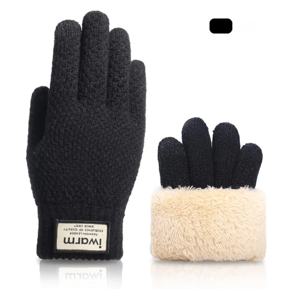 New Autumn And Winter Touch Screen Gloves For Men With Added Velvet, Double-layer Thick Insulation, Knitted Yarn Gloves For Cross-border Use_voghion.com