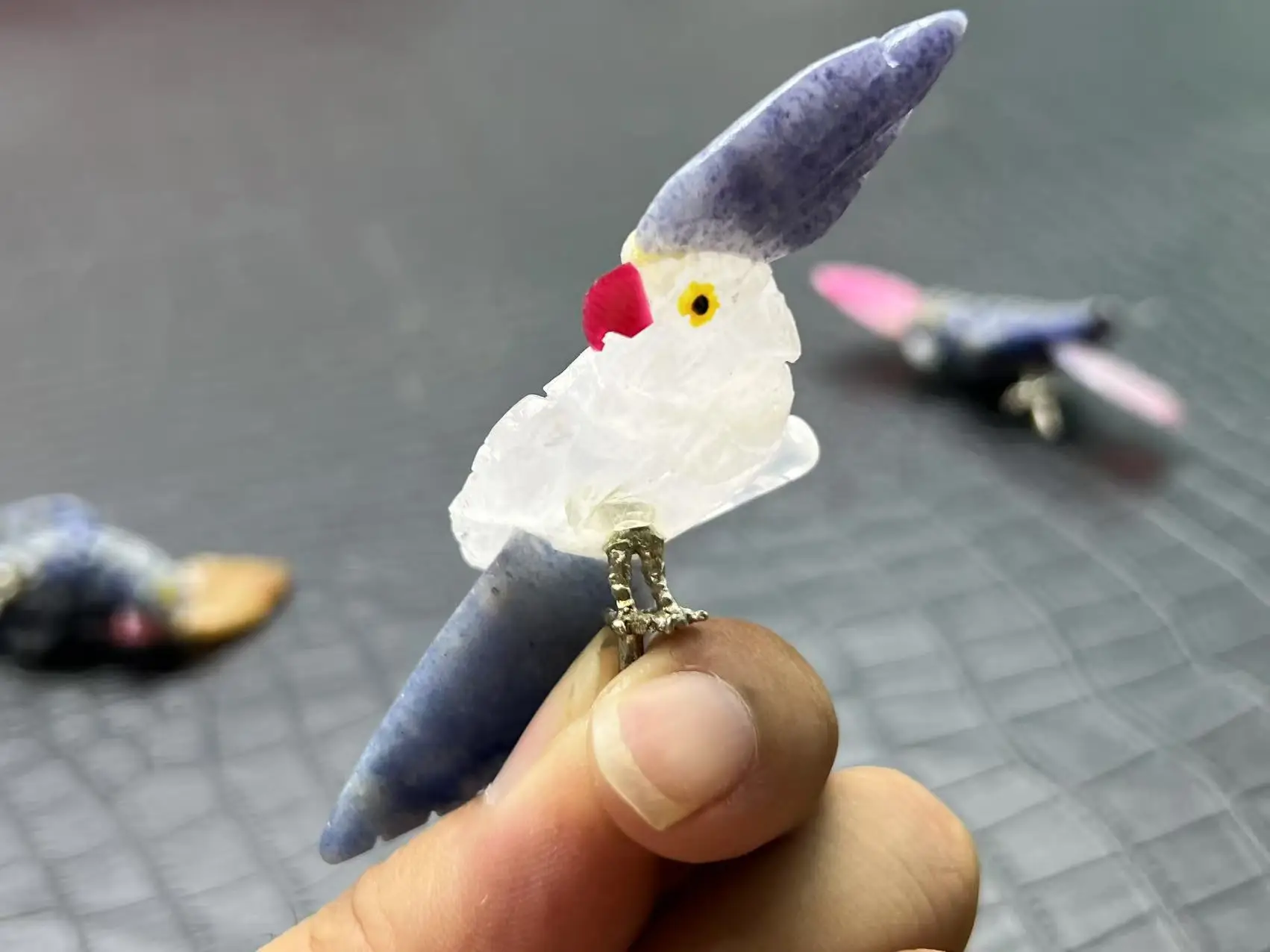 得価，安い クリアクォーツ 小鳥の置物 天然石