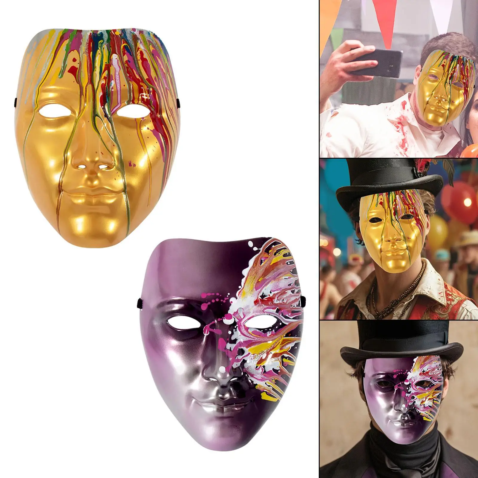 Masquerade Mask Cosplay Men Face Mask for Stage Performance Dress up Holiday