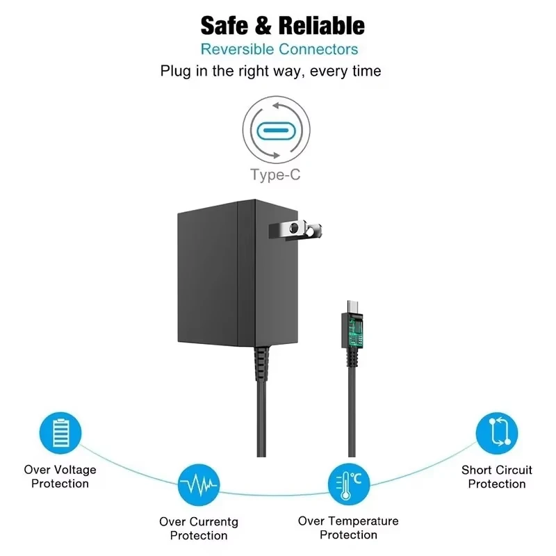 Universal 5V 2.4A USB-C Power Adapter with EU/US Plug