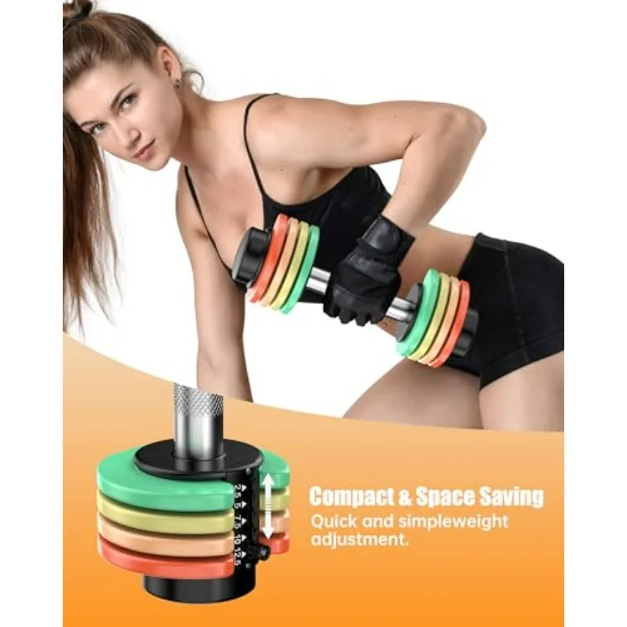 Adjustable Dumbbell Set (2.5-12.5 lbs) – Pair of Free Weights with Quick-Change Weight Plates, Non-Slip Grip & Storage Tray – Id