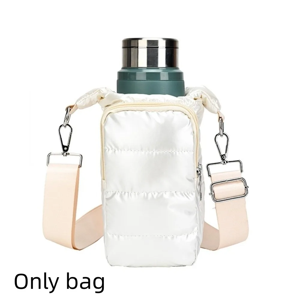 Borsa a tracolla in nylon per borraccia con tasca frontale, custodia a tracolla per borraccia