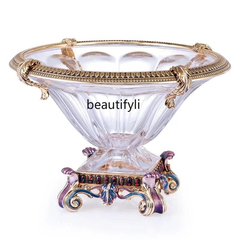 

Большая эмалированная тарелка в европейском стиле, роскошное украшение для гостиной, чайного столика, креативный поднос для сушеных фруктов