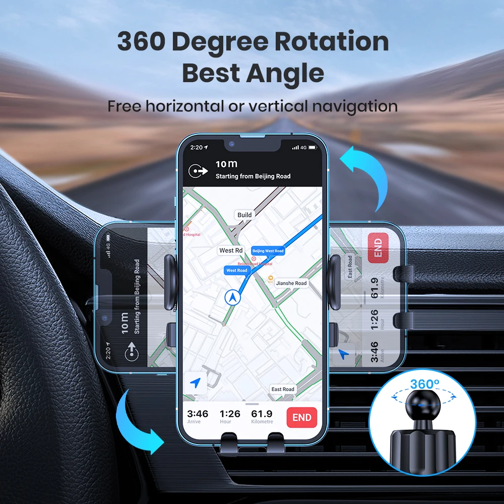 Car Phone Holder Mount, TOPK [2023 Upgrade Auto Locking] Universal Phone Holder with Hook Clip for Car Air Vent