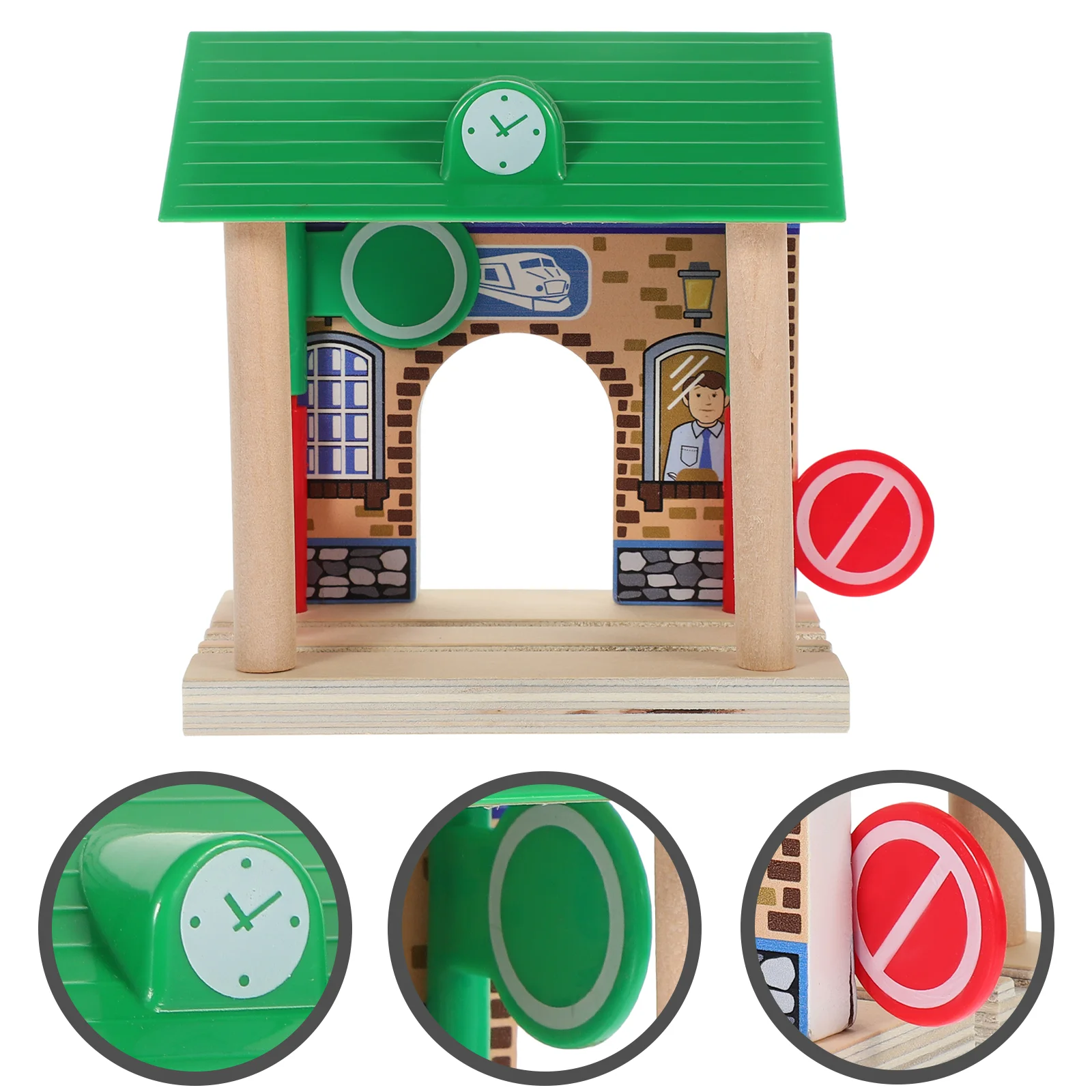 Train Track Accessories Decor Railway Station Toy Funny Model Wooden Building Puzzle for Kids Plastic Child Small Simulation