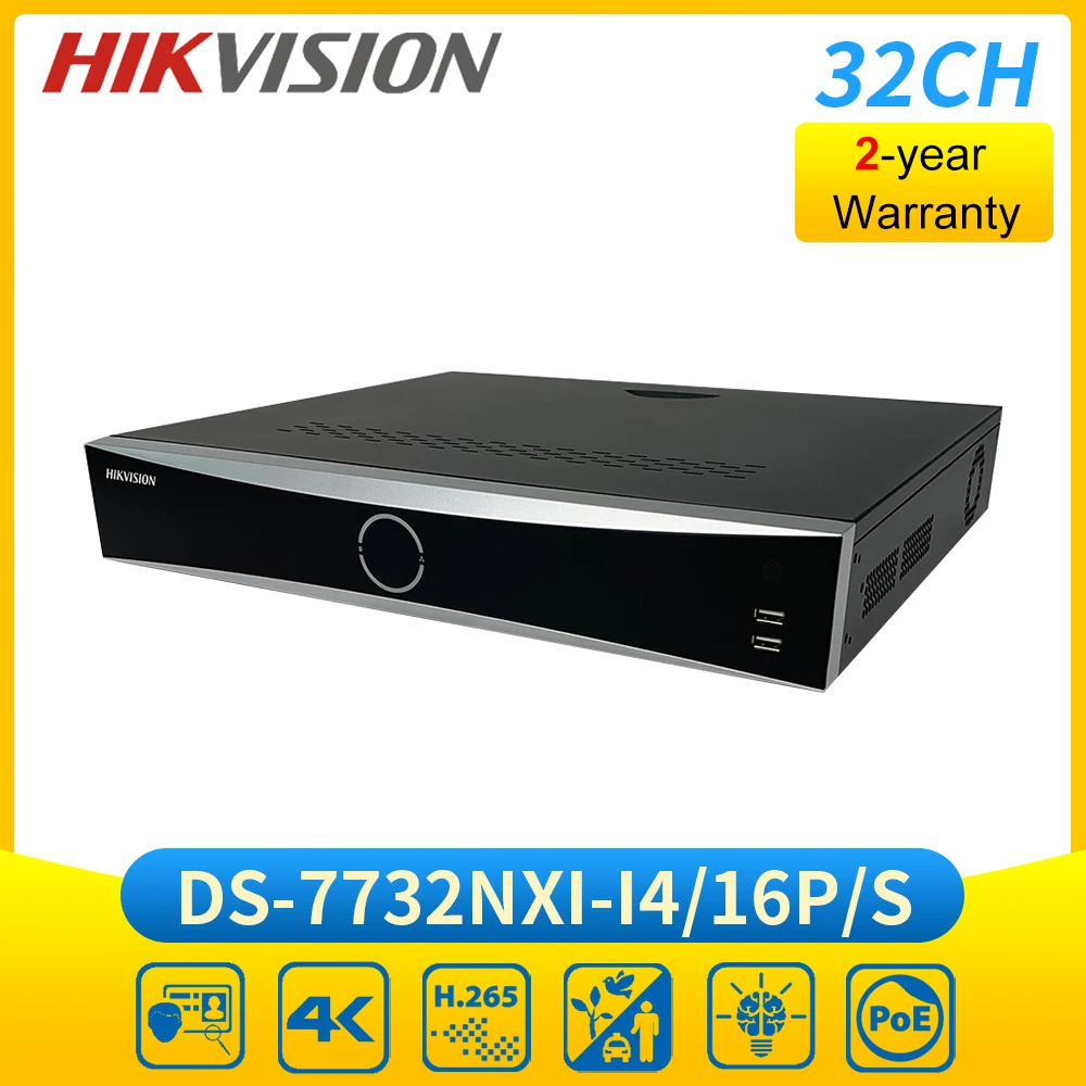 H Ikvision Ds-7732Nxi-I4/16 P/S 4K 32Ch Acusense Nvr 16 Poe Videoregistratore Di Rete Di Riconoscimento Facciale H.265 +
