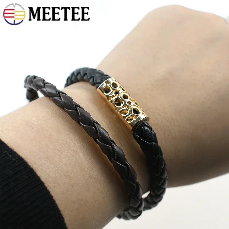 PU Leather Braided Cord Round Rope DIY Jewelry Making Keychain Bracelet Craft Supplies 5Meters 3-10mm Black Coffee Macrame
