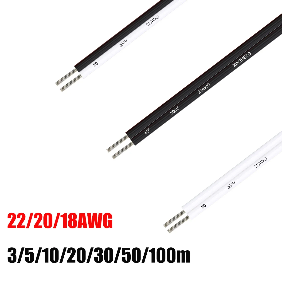 2Pin Led Strip Extension Wire 12V JST Connector Cable 22 20 18 AWG Flat Cables For COB LED Strip Lamp Bulb Lighting Automotive