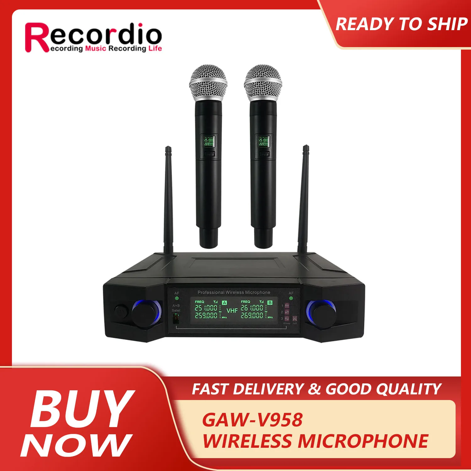 

GAW-V958 V-segment wireless microphone home one for two microphones K song VHF dynamic microphone
