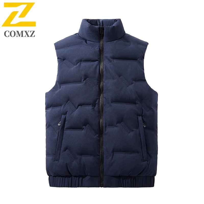 COMXZ Winter Men solid color Vest Down Jacket Lightweight Down Jacket Duck Down Cotton Waterproof Windproof outdoor sports Coat