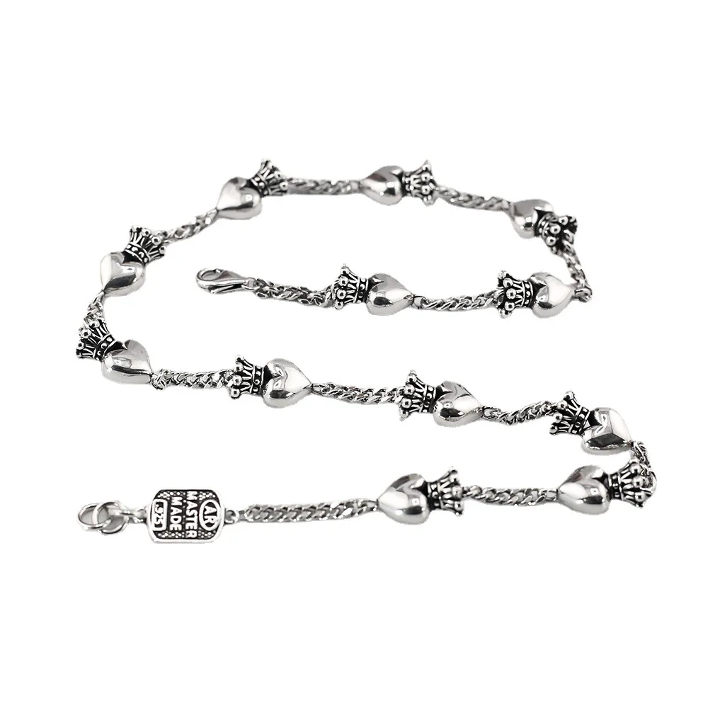 Trendy retro crown love connects wild sweater necklace