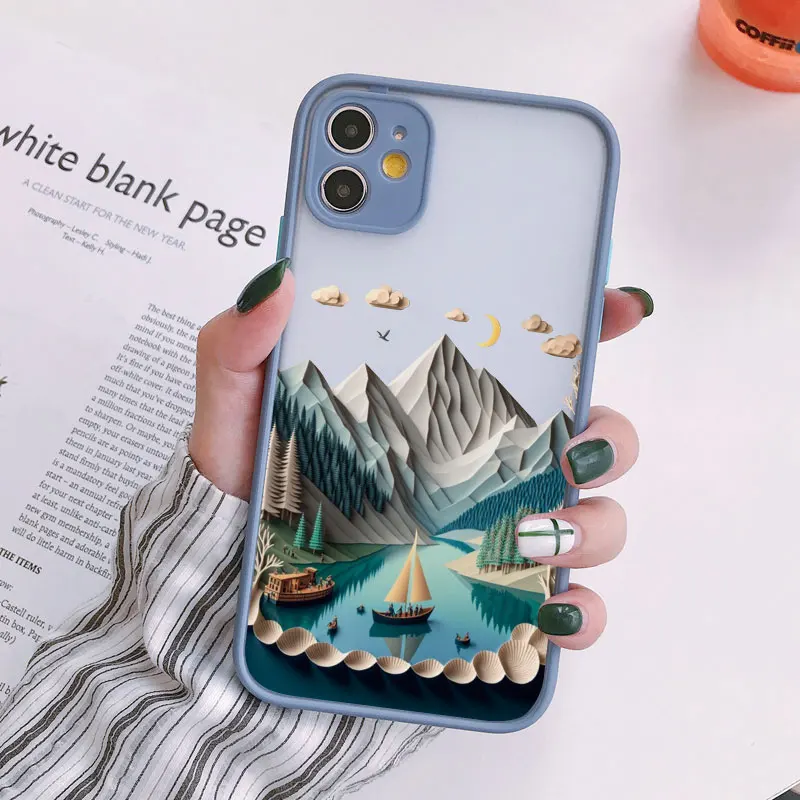 Landschaft Handy hülle für iPhone 15 14 11 12 13 Pro Max kreative Berge und Flüsse für iPhone xs x xr 7 8 plus se2 Rückseite – Detail 13