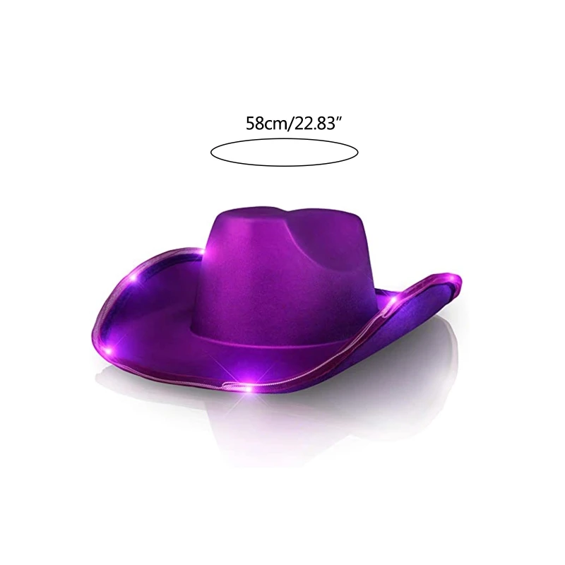 Retro Style Light Up LED Light Brim Hat Jazz Top Hat Western Cowboy Unisex cowboy hats top hat