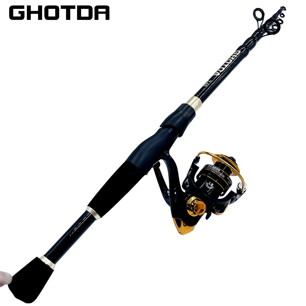 Fishing Rod and Reel Combo 1.6~2.4m Ultralight Carbon Fiber Telescopic for Carp Fishing