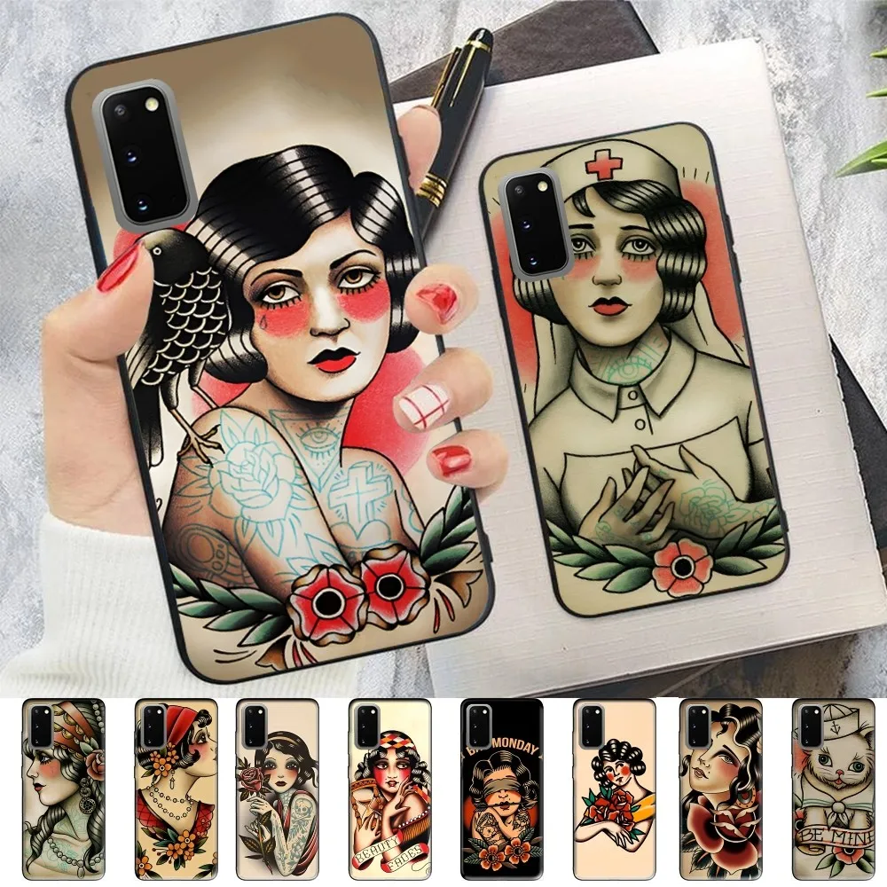 Custodia Per Telefono Tatuaggio Old School Per Samsung S 9 10 20 21 22 23 30 23Plus Lite Ultra Fe S10Lite Fundas