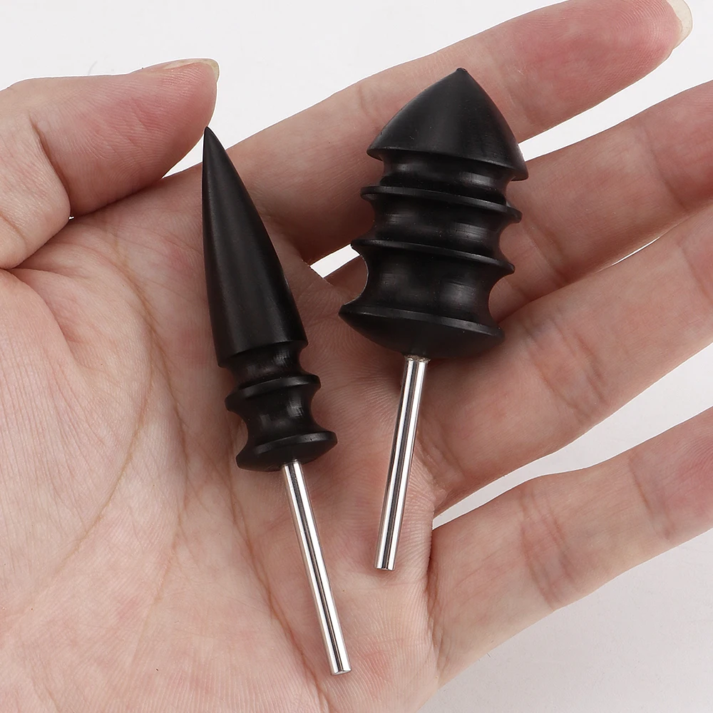Pointed Tip Leather Burnishing Tool Black Ebony Wood Leather Craft Edge Burnisher Electric Polished Tip Head DIY Rotary Tools Leather Craft Tools Leather Craft Tool