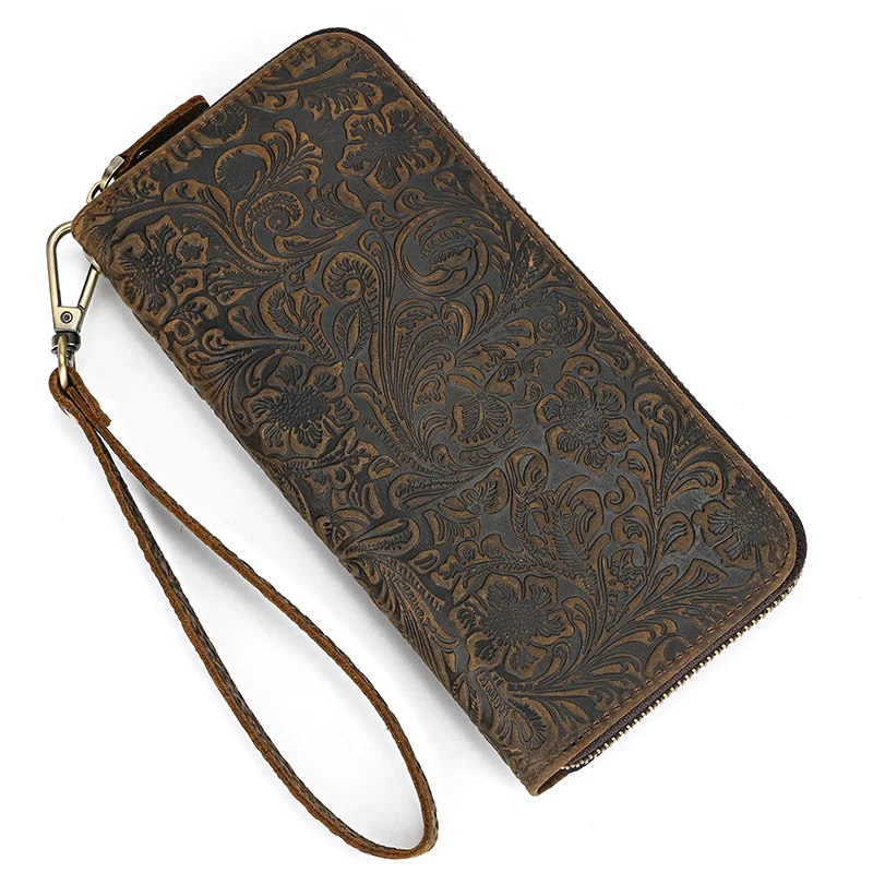 genuine engraved leather purse