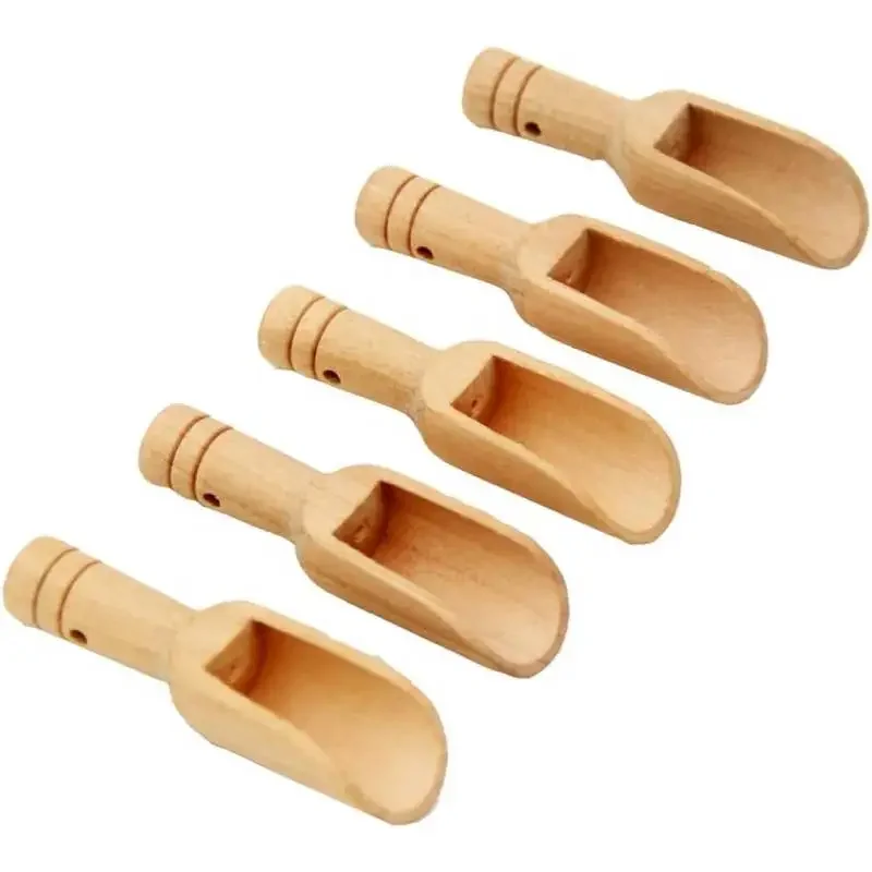 5pcs Mini Wooden Scoops Small Bath Salt Spoon Candy Spoon Washing Powder for Spices Laundry Detergent Tea Coffee Beans