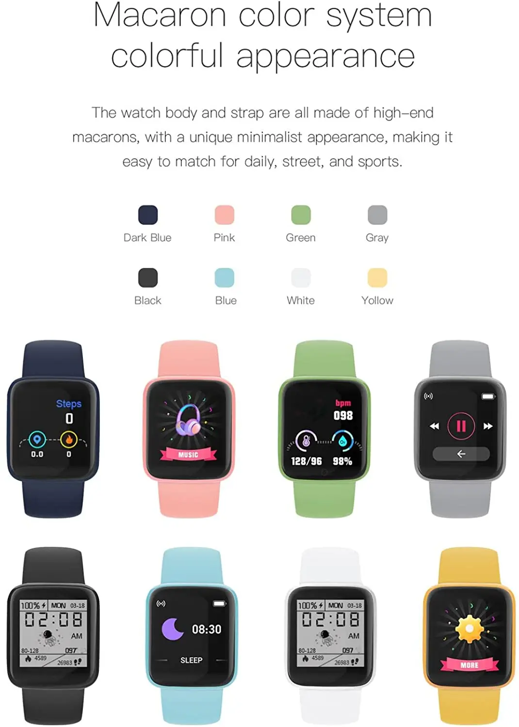 Smart Watches for Men Children Smartwatch for Girls Boys Men Women Sport Heart Rate Blood Pressure Bracelet Kids Watch for 8-18 6