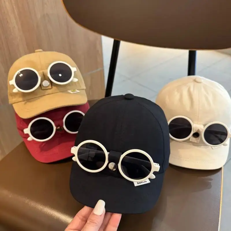 【Nice】Versatile Baby Cap With Detachable Sunglasses Fashionable Infant Baseball Cap Kids Sun Hat Summer Children Sunscreen Hat