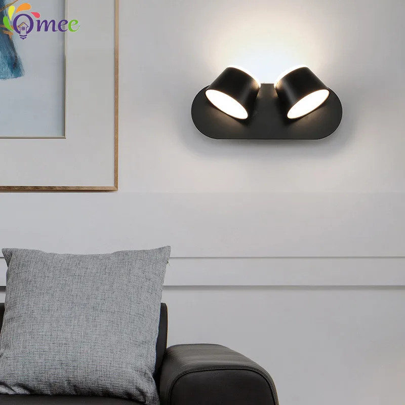 LED Indoor Wall Lamp Ratable Bathroom Mirror Light Black White Bedside Wall Lamps For Bedroom Living Room Aisle Lighting Fixture