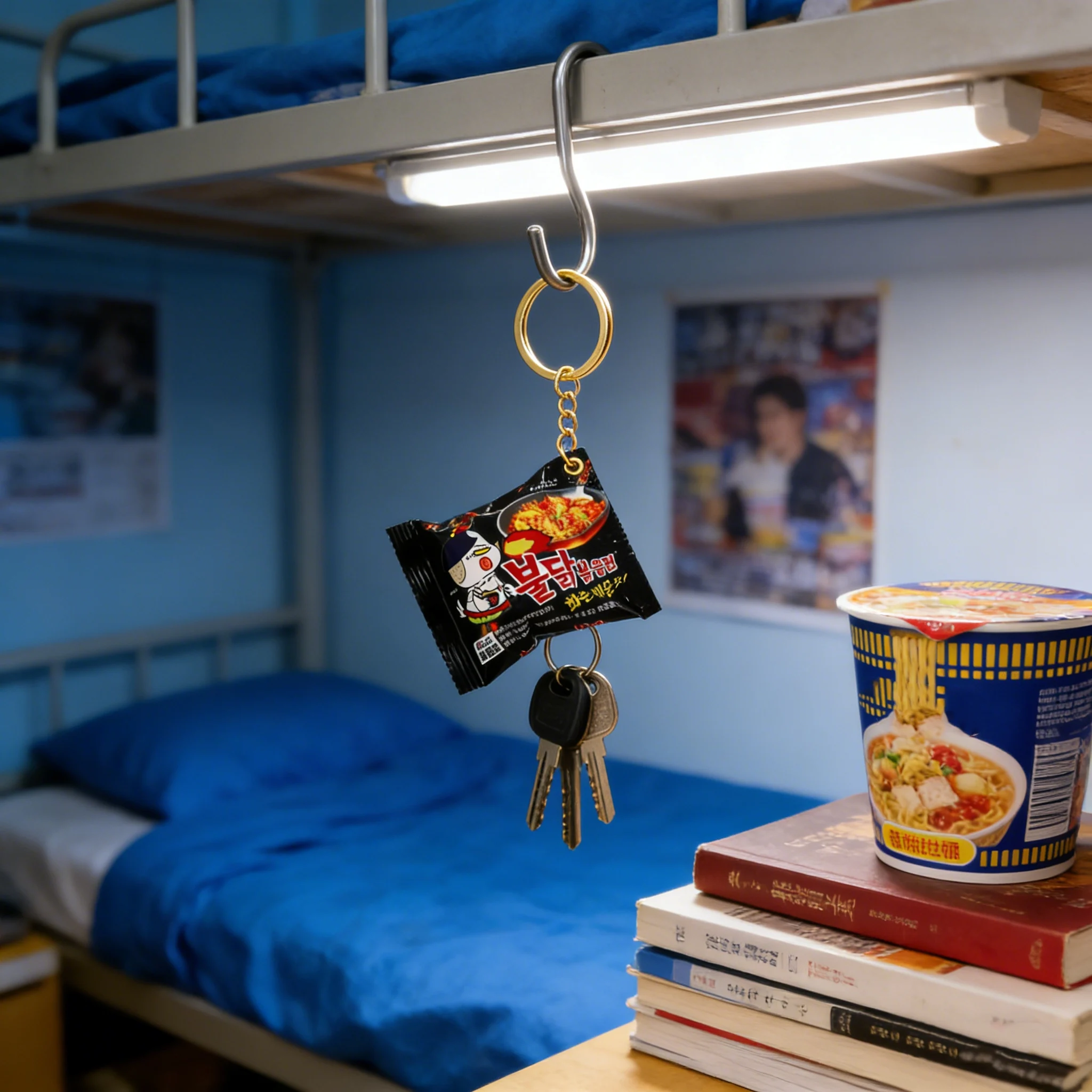 재미있는 3D 라면 열쇠고리: 자동차 열쇠용 미니어처 음식 펜던트, 독창적인 간식 장난감, 어린이와 친구들을 위한 특별한 새해 선물