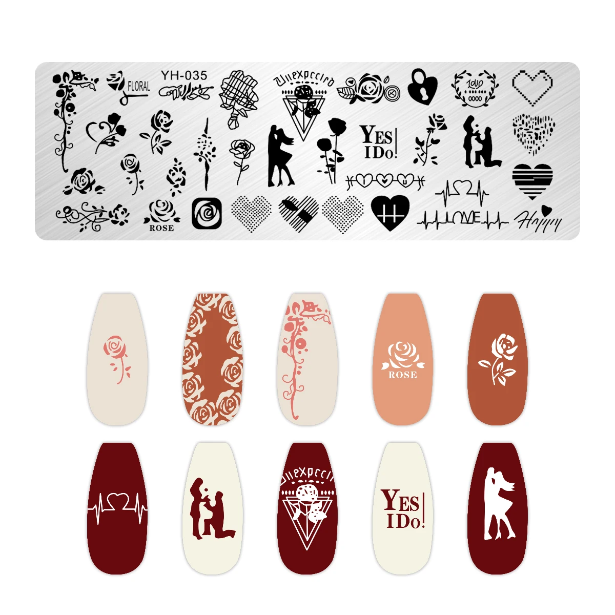 Daisy Flower Nail Stamping Plates Valentine's Day Halloween Love Heart Printing Manicuring Art Stamp Templates Nail Art Tool 6