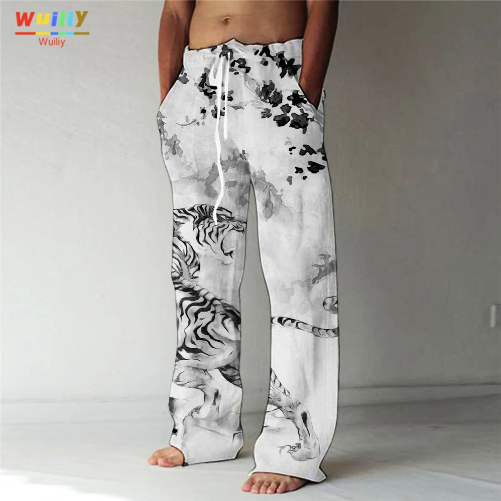 

Men's Tiger Casual Pants Fashion Trousers Baggy Animal Pants Pockets Drawstring Elastic Waist Beach Pants Yoga Comfort Soft