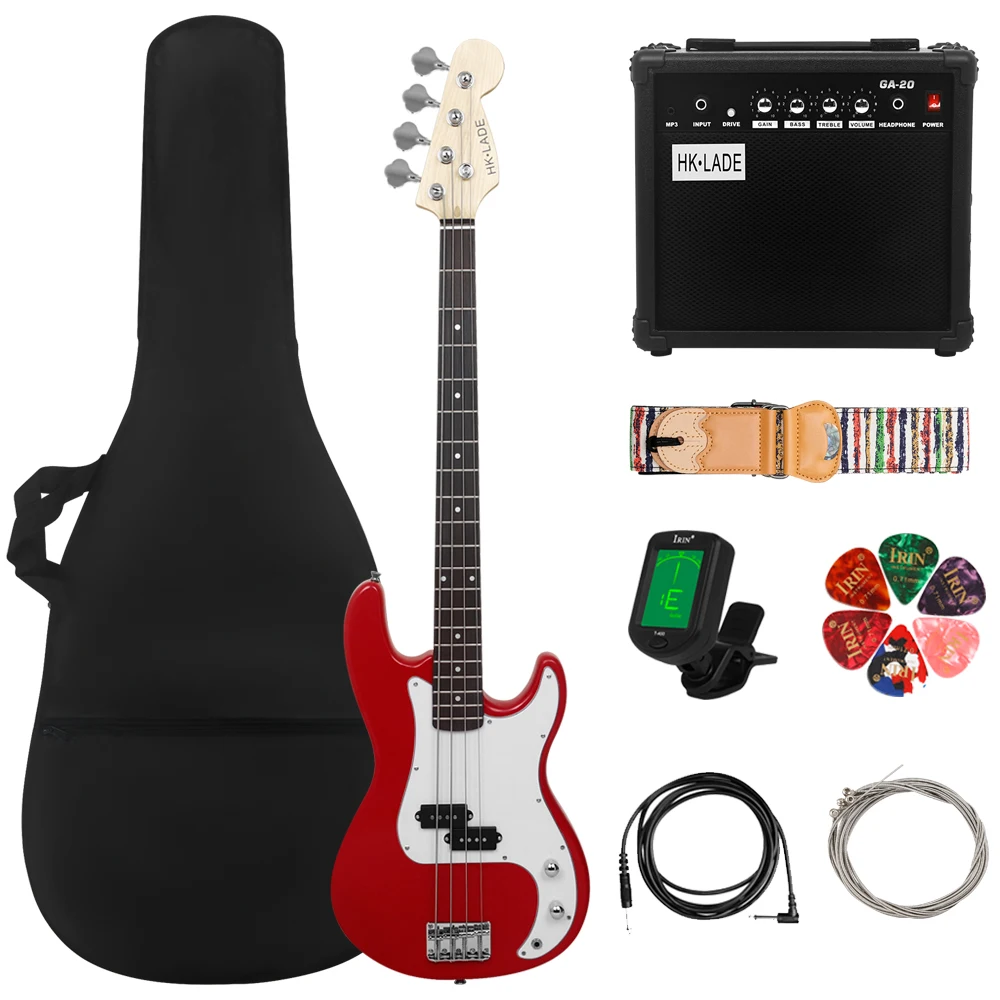 

HK·LADE Bass Guitar 4 Strings 20 Frets Electric Bass Guitar Guitarra With Amp Bag Strap Tuner Bass Guitar Parts & Accessories