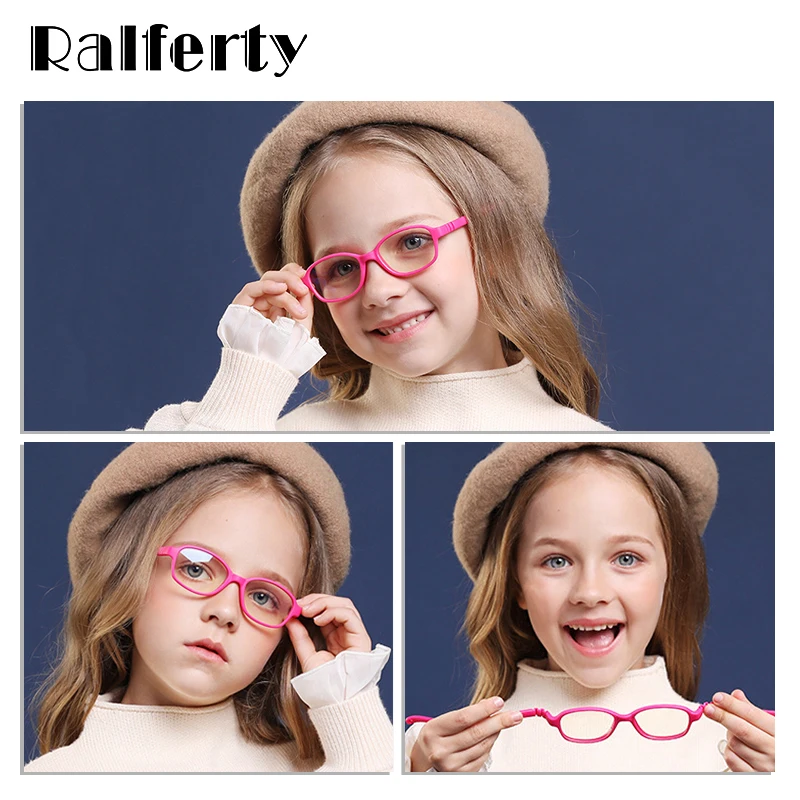 Ralferty Optic Glasses Frame Kids Child Unbreakable TR90 Silica gel Eyeglasses With Lanyard Myopia Glasses Spectacle Frames K304 eyewear frames eyeglasses frames