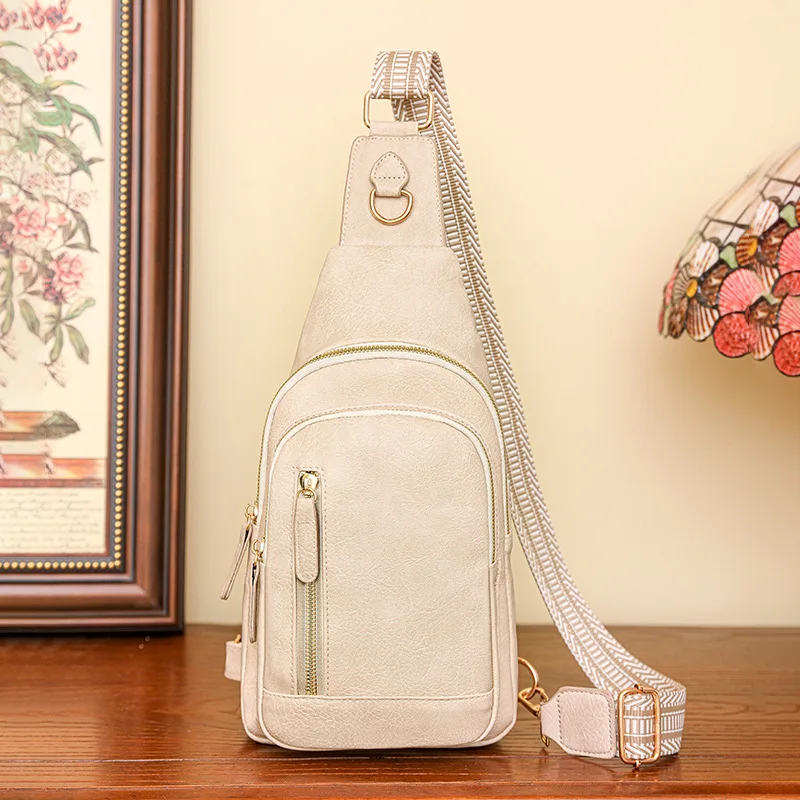 PU Women's Chest Bag Single Shoulder Crossbody Bag Large Capacity Backpack Girl's Shoulder