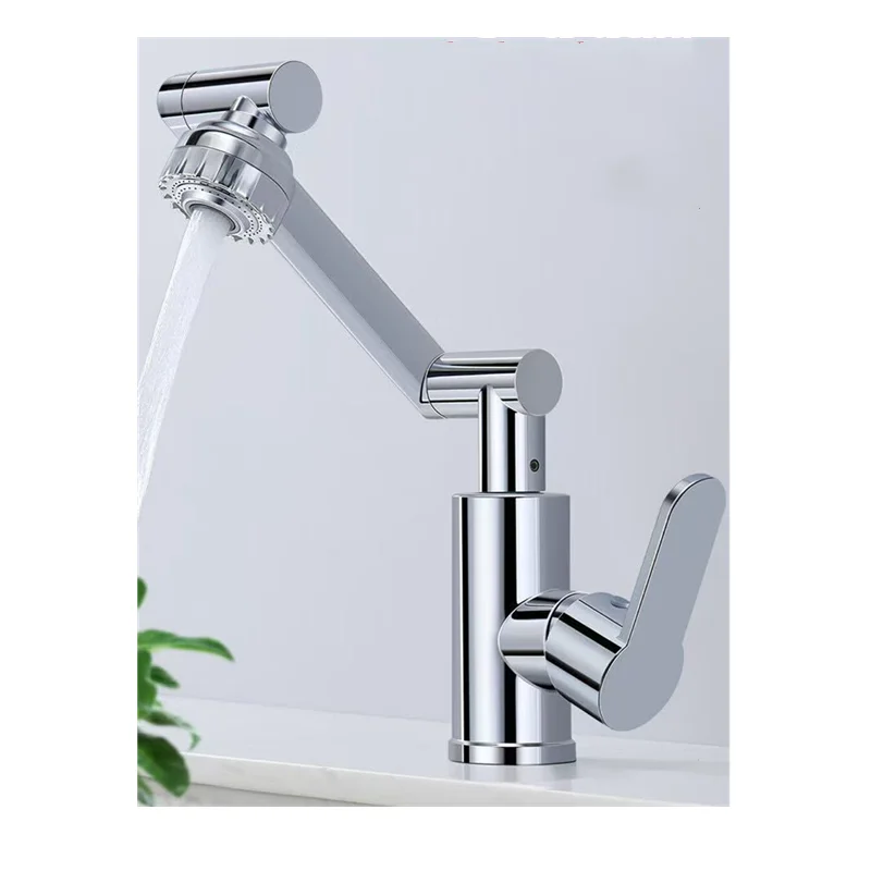 ก๊อกน้ำแบบหมุนได้ 1080 องศา ก๊อกน้ำแบบแขนหุ่นยนต์ หมุนได้ 360 องศา ก๊อกน้ำแบบแขนกล ก๊อกน้ำห้องครัว ก๊อกน้ำห้องน้ำ สำหรับอ่างล้างจานในครัว 1