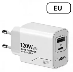 120W Dual - Port GaN USB - C Fast Charging Wall Adapter with US/EU Plug - EU