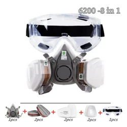Industrial Half Face Respirator with Protective Fog - Proof Safety Glasses for Dust and Gas Protection (8 - 1)