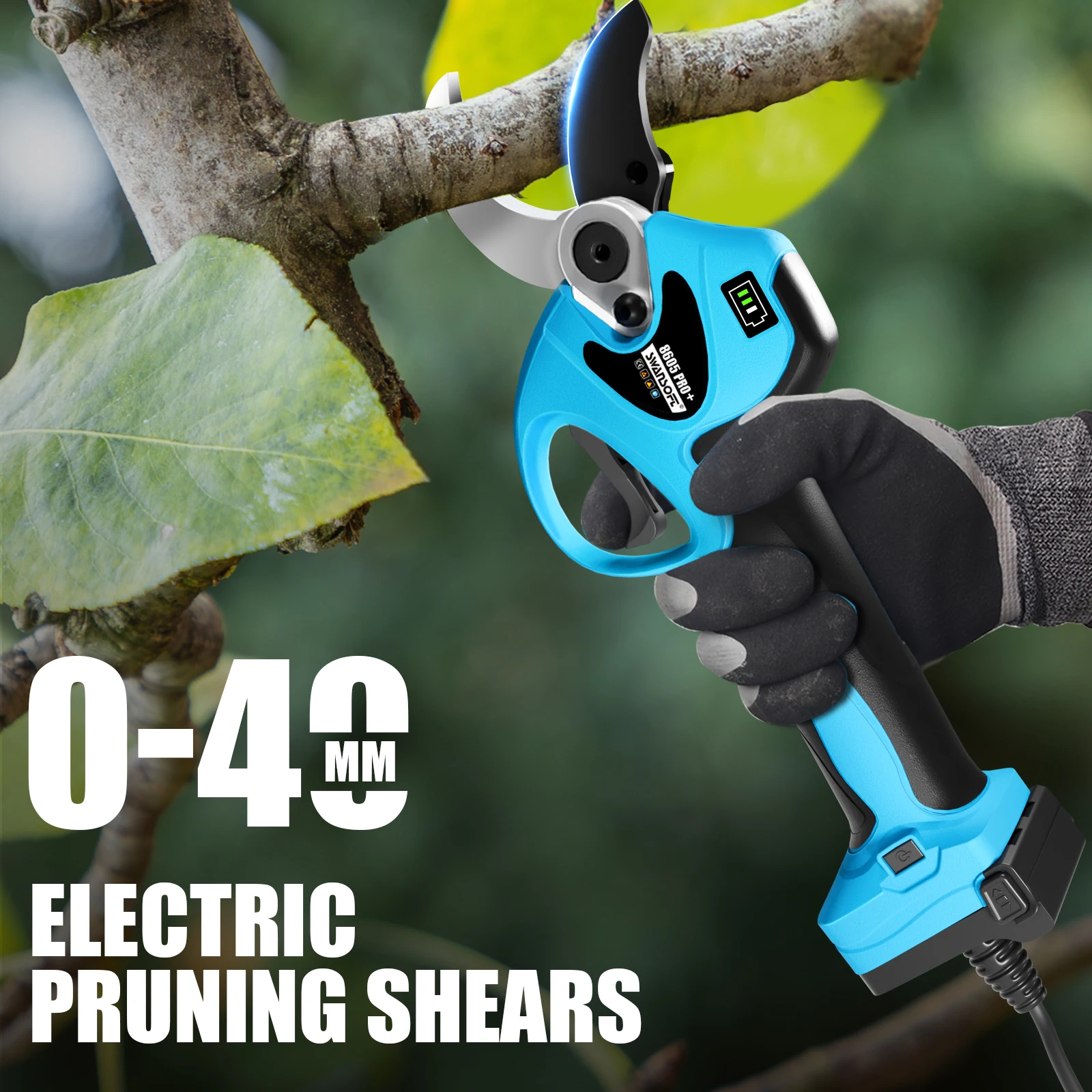 SW-8605Pro 40mm 21V Cordless Pruner Lithium-ion Pruning Shear Efficient ScissorsBonsai Electric Tree Branches Garden Tools 3