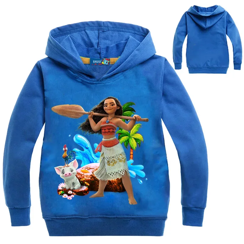 Fashion Children Clothes Moana Printed Hoodies Baby Girls Moana Long Sleeve TShirts Tops Tees Boys Sweatshirts Outerwear Pajama