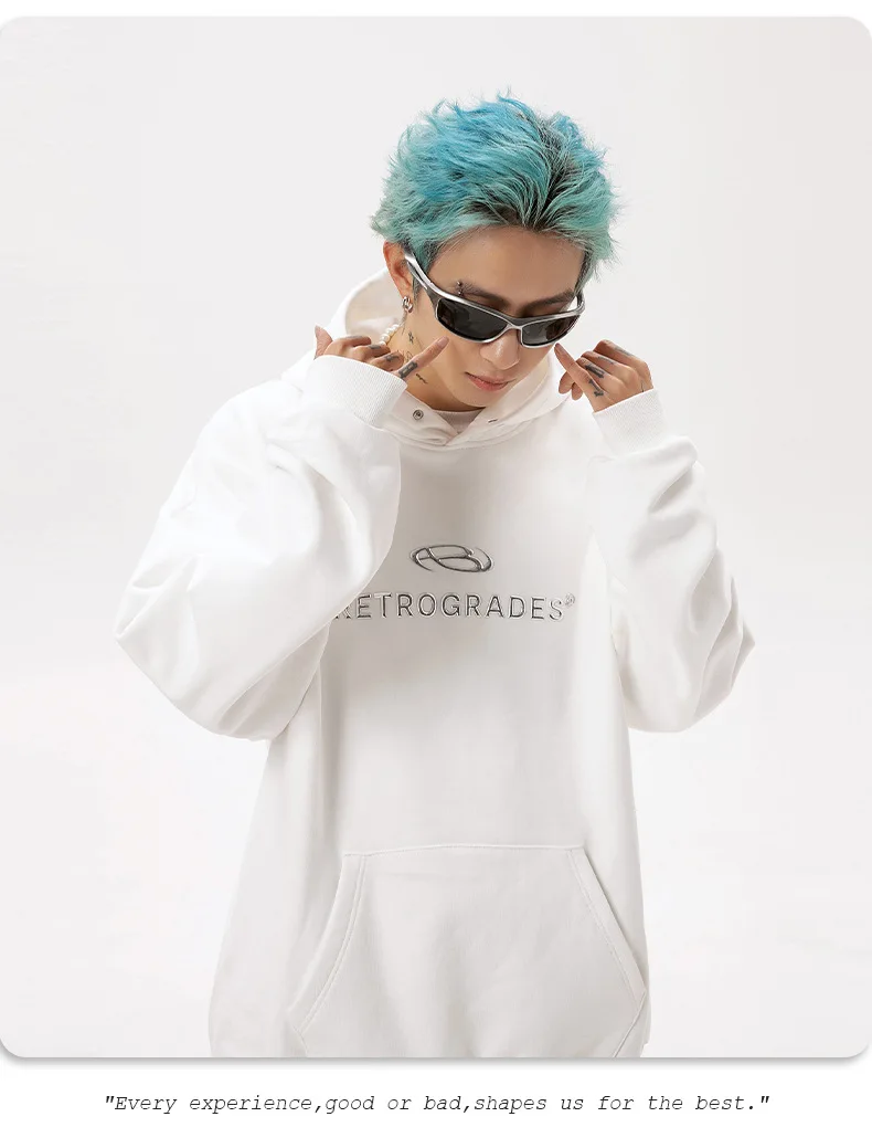 American Metallic Printed Hooded Sweatshirt Men's Spring Autumn Couple Hip Hop Loose Jacket