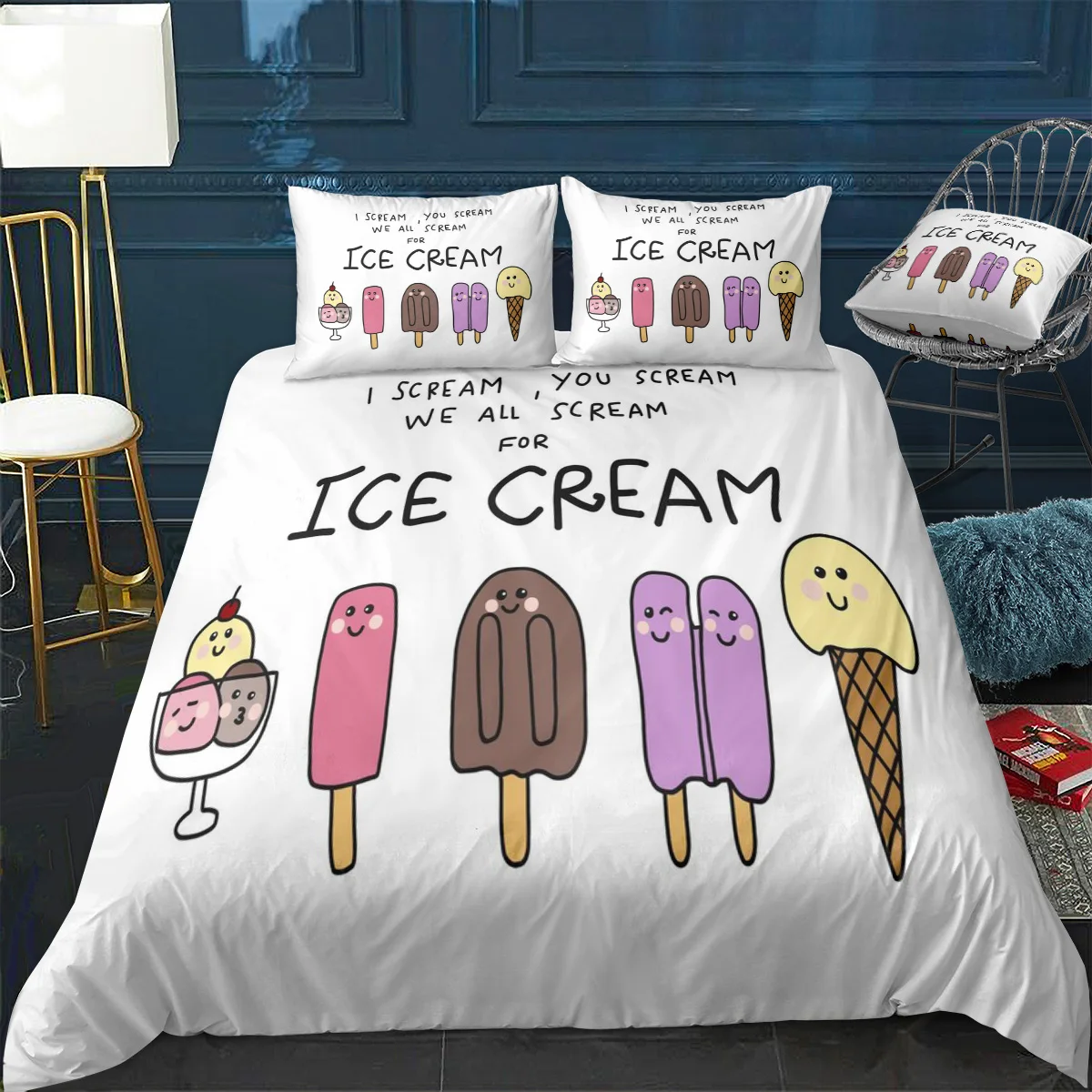 Комплект постельного белья из мягкого пододеяльника с наволочкой и